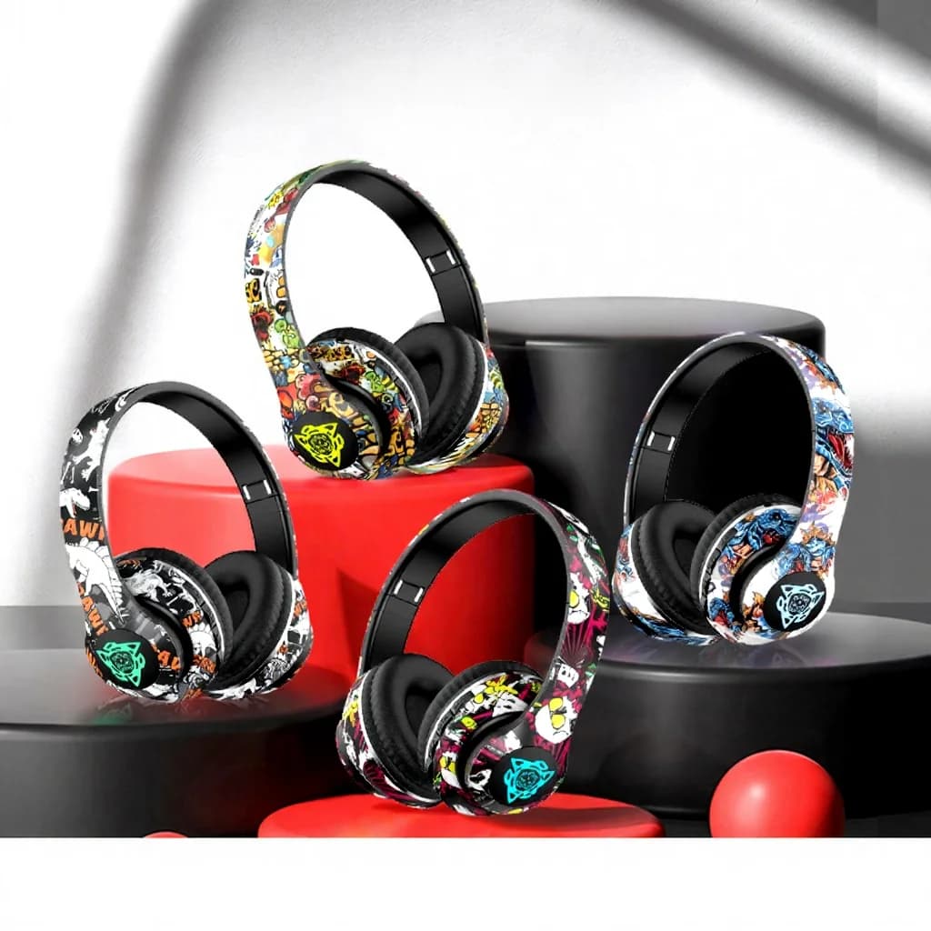 Belaidės antausinės „Bluetooth“ ausinės su mikrofonu, 40 mm garsiakalbiu, 350 mAh baterija