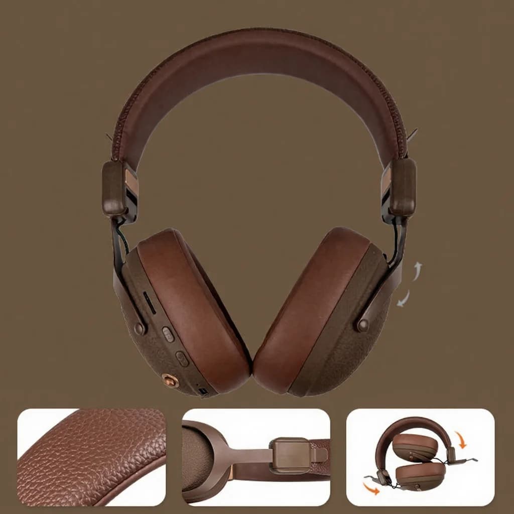 Retro belaidės ausinės su Bluetooth 5.4 ir ilgu baterijos veikimu