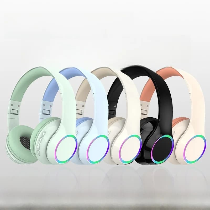 Belaidės „Bluetooth“ ausinės su LED apšvietimu ir mikrofonu