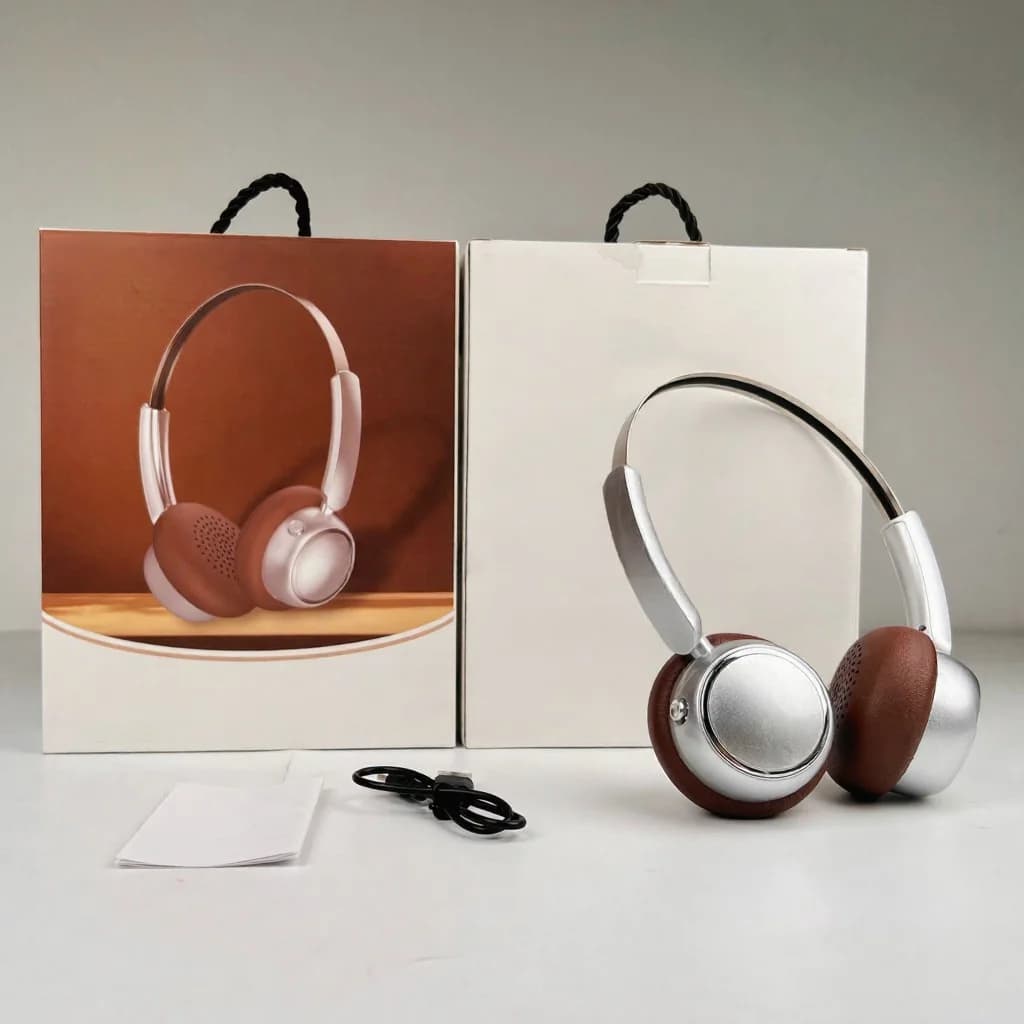 Retro belaidės antausinės ausinės su FM radiju ir Bluetooth 5.4