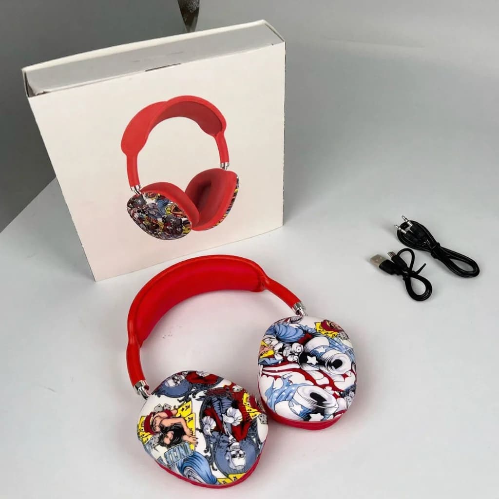 Graffiti stiliaus ausinės su Bluetooth, FM radiju ir TF kortele