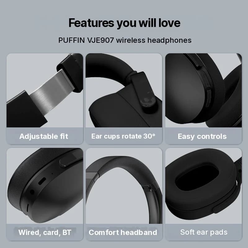 Belaidės antausinės „Bluetooth“ ausinės su trimis EQ režimais