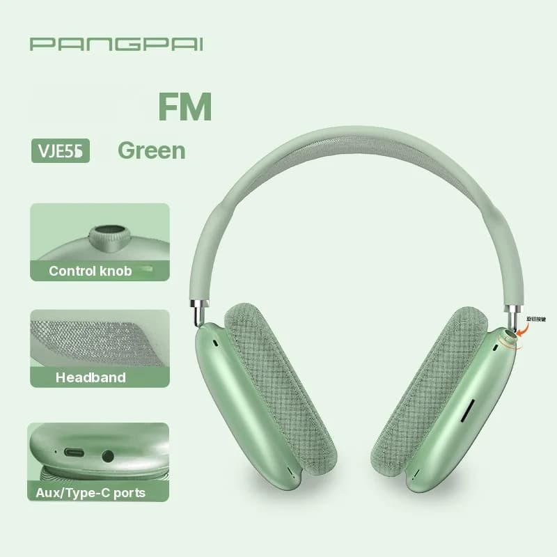 „Bluetooth 5.4“ antausinės ausinės su sukamu ratuku ir FM radiju