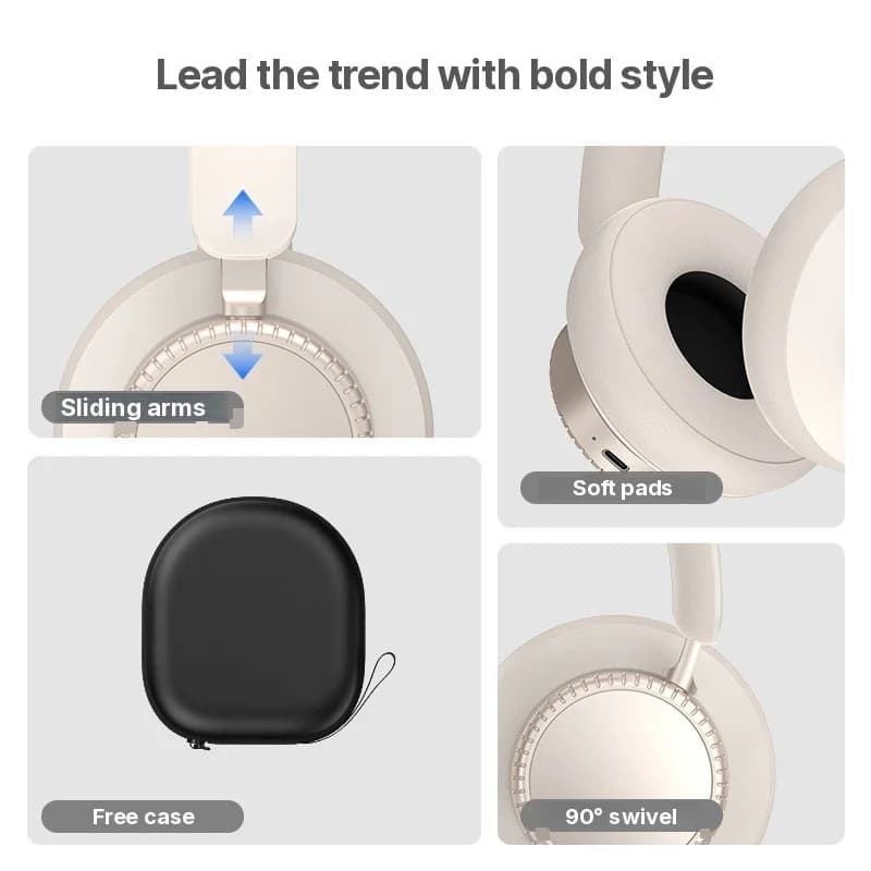 Belaidės Bluetooth ausinės su aktyviu triukšmo slopinimu ir mikrofonu