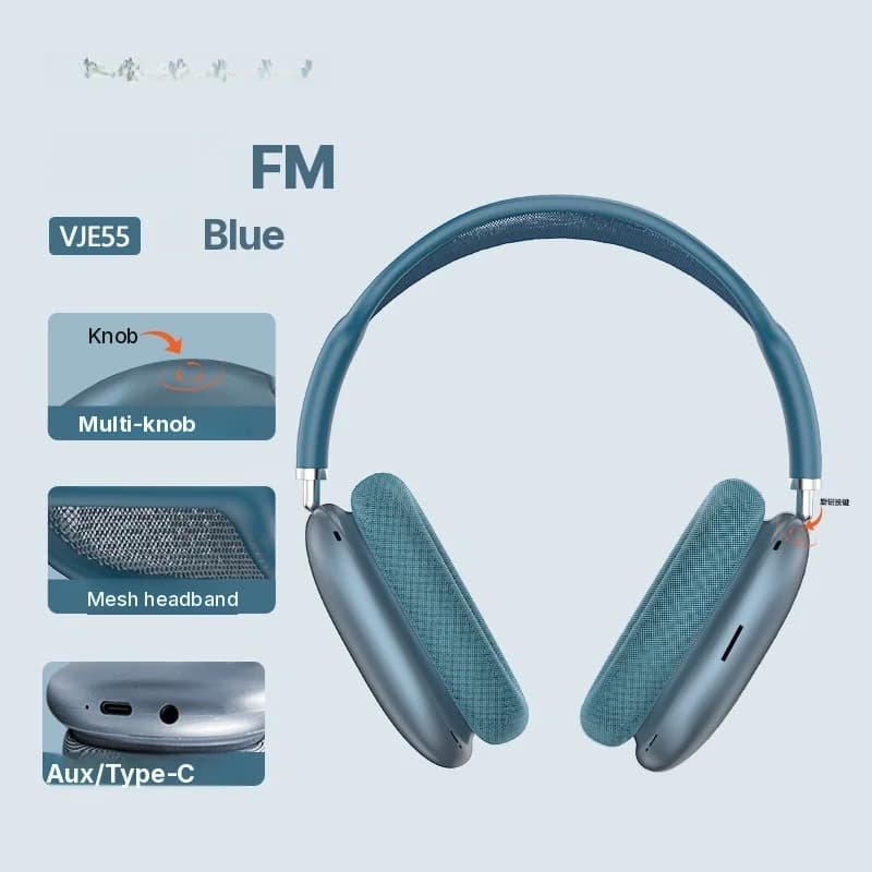 „Bluetooth 5.4“ antausinės ausinės su sukamu ratuku ir FM radiju