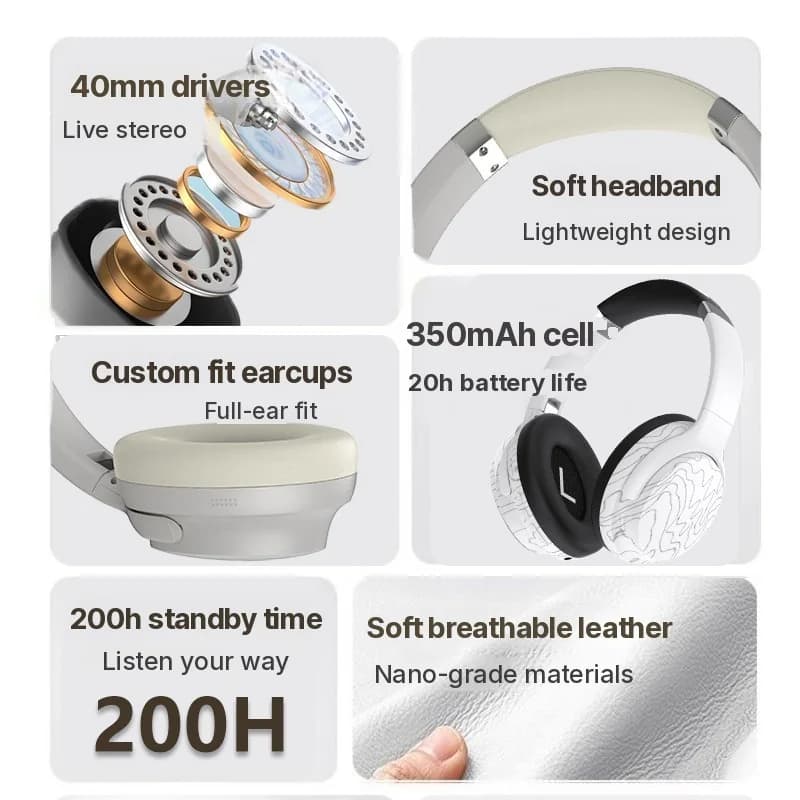 Belaidos ausinės su „Bluetooth“, keliais EQ režimais ir ilgu baterijos veikimu