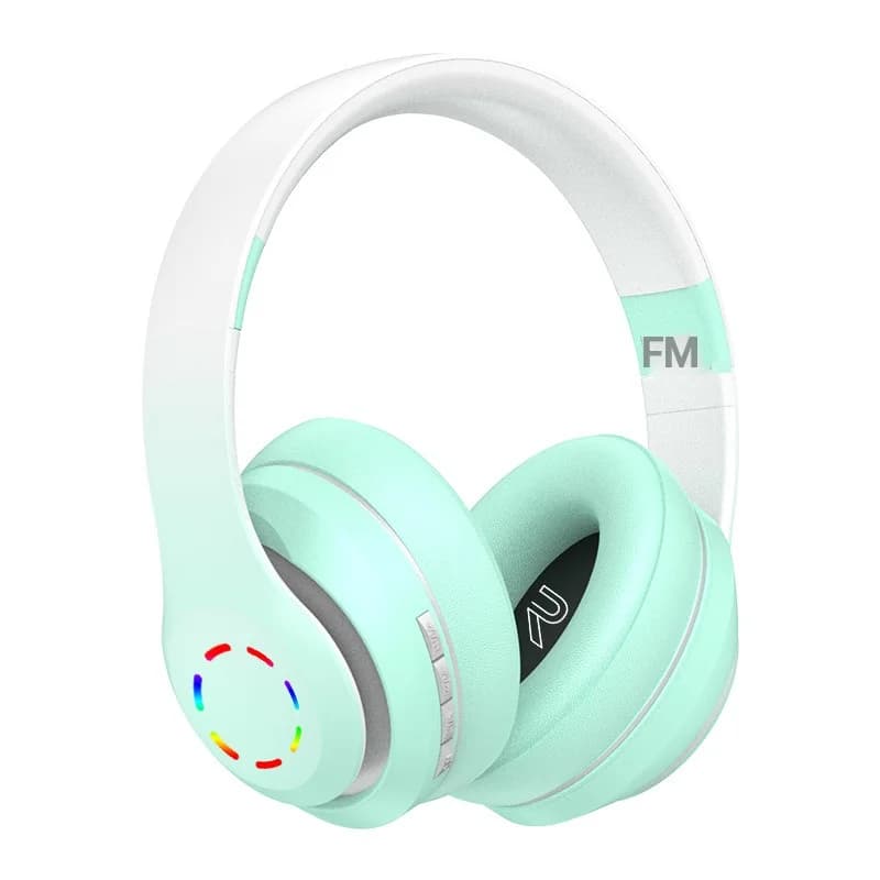 Belaidės antausinės ausinės su LED šviesomis ir FM radiju