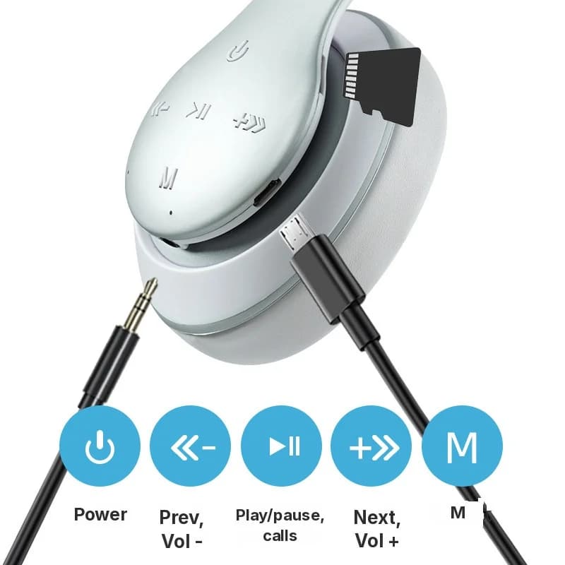 Antausinės belaidės „Bluetooth“ ausinės su ilgu baterijos veikimu