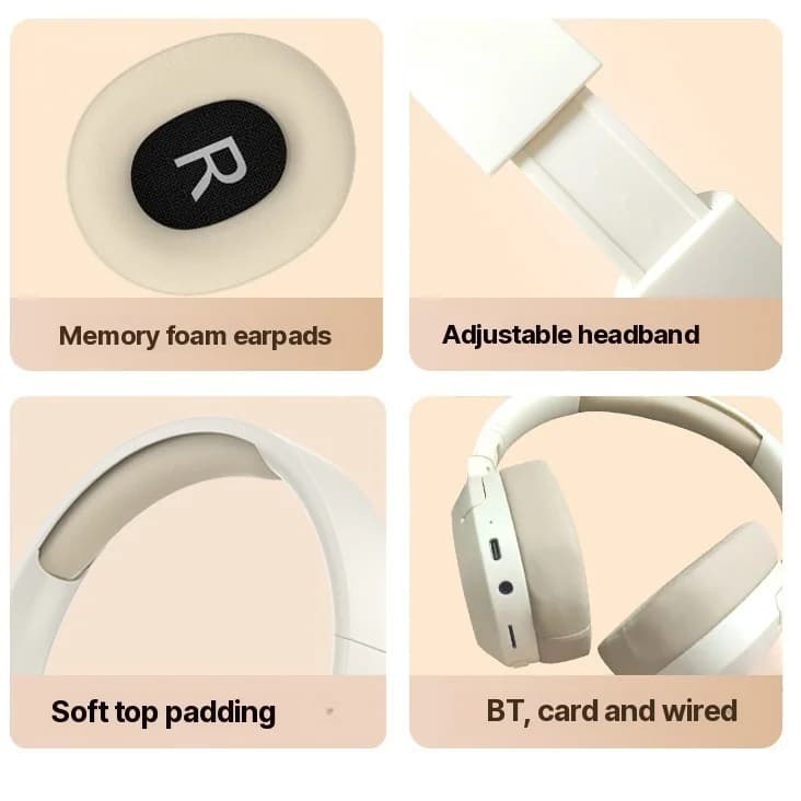 Antausinės Bluetooth ausinės su bassais, AUX ir TF kortele
