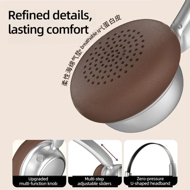 Retro stiliaus belaidžiai „Bluetooth“ ausinės su metaline galvos juosta