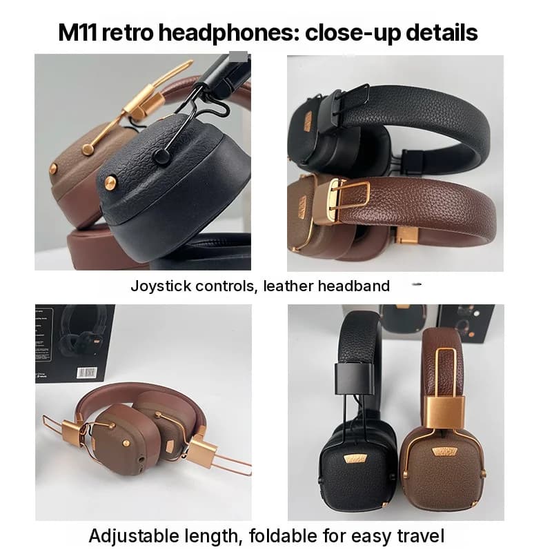 Retro stiliaus belaidės Bluetooth ausinės su EQ garso režimais