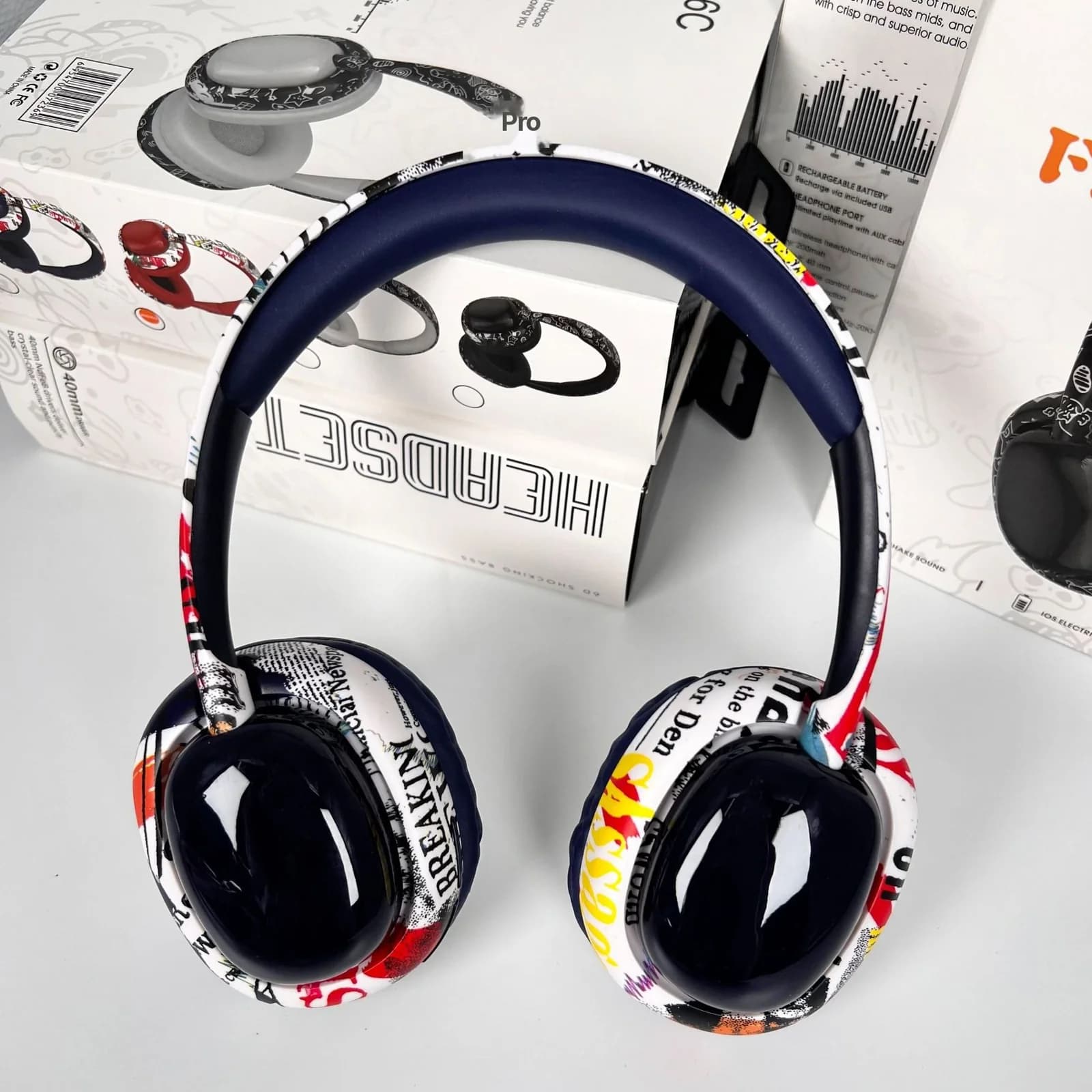 Antausinės „Bluetooth“ ausinės su giliu bosu ir belaidu ryšiu