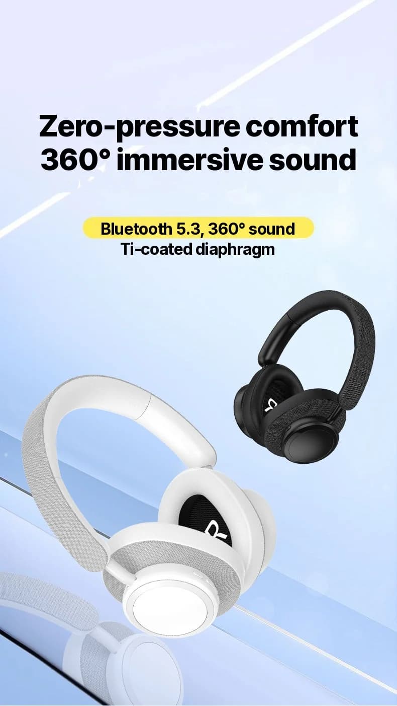 Belaidės Bluetooth ausinės su audinio apdaila ir ilgu baterijos veikimu