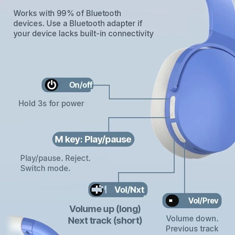 Belaidės antausinės Bluetooth ausinės su ilgu baterijos veikimu