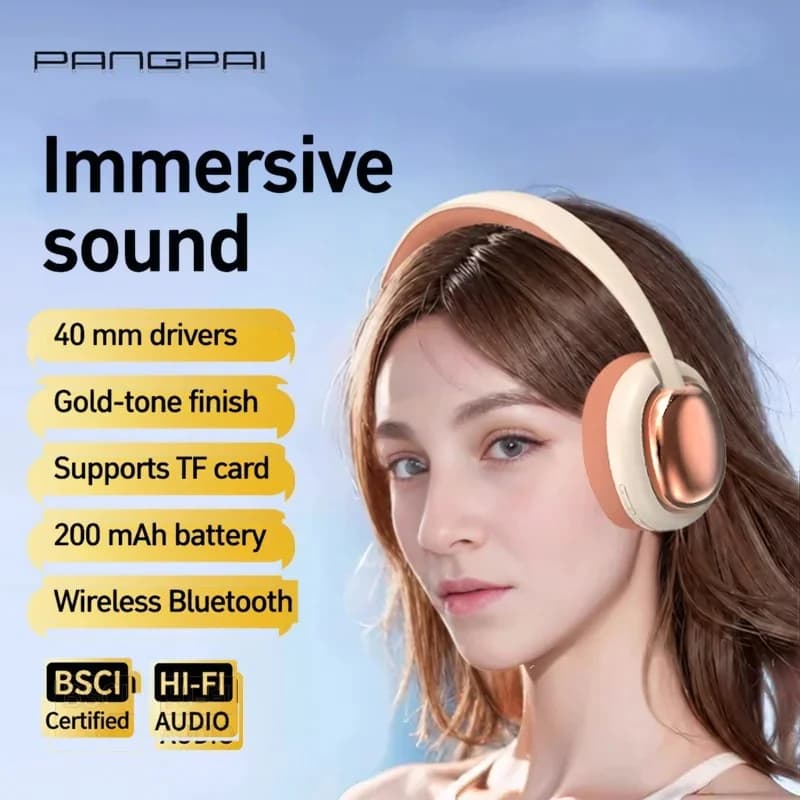 Antausinės belaidės Bluetooth ausinės su mikrofonu ir 40 mm garsiakalbiais