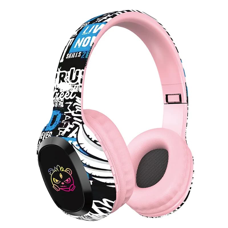Antausinės „Bluetooth“ ausinės su FM radiju ir LED lemputėmis