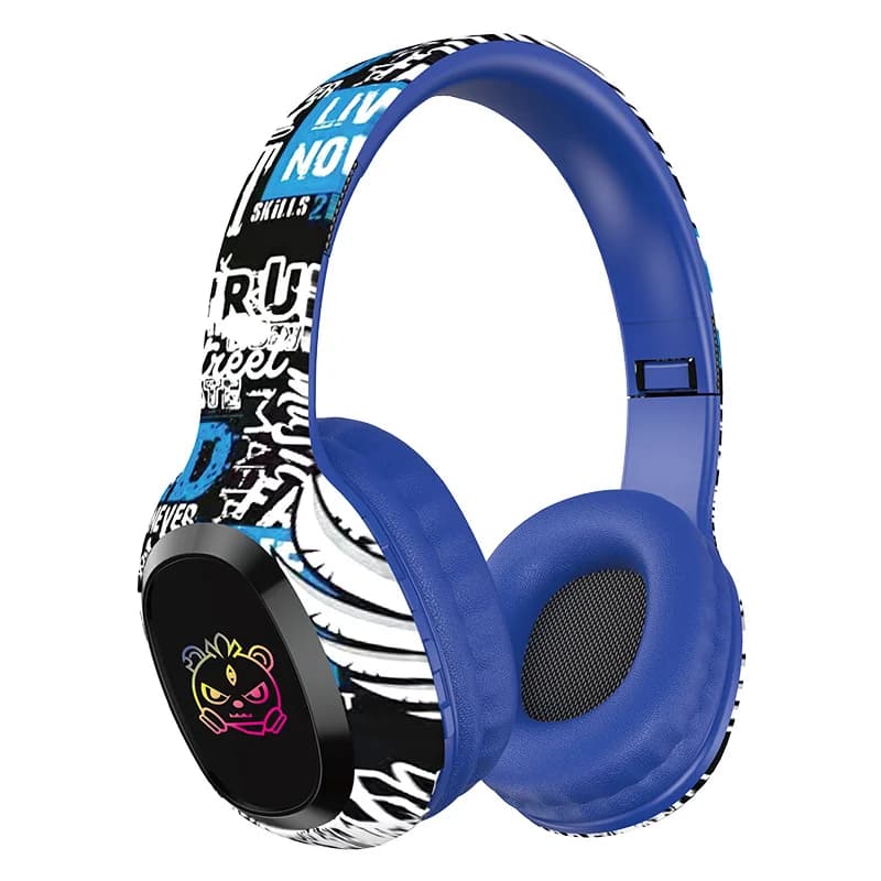 Antausinės „Bluetooth“ ausinės su FM radiju ir LED lemputėmis