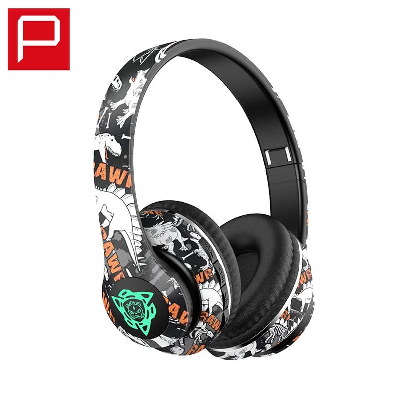Belaidės Bluetooth ausinės su graffiti dizainu, sulankstomos