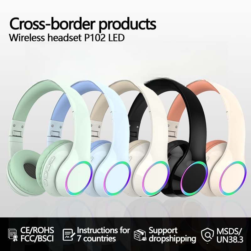 Belaidės „Bluetooth“ ausinės su LED apšvietimu ir mikrofonu