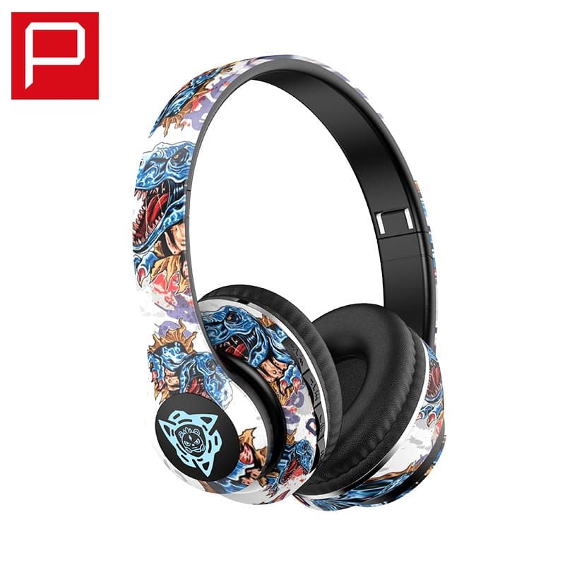 Belaidės Bluetooth ausinės su graffiti dizainu, sulankstomos