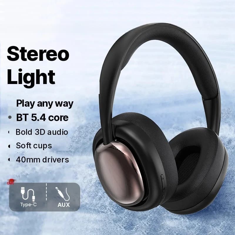Antausinės belaidės Bluetooth ausinės su mikrofonu ir 40 mm garsiakalbiais