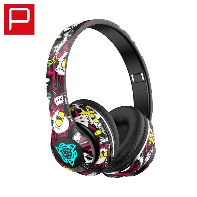 Belaidės Bluetooth ausinės su graffiti dizainu, sulankstomos