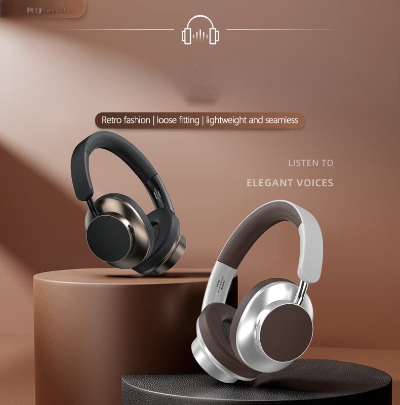 Retro stiliaus antausinės „Bluetooth“ ausinės su FM radiju ir TF kortele
